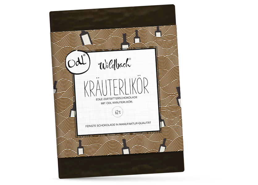 Odl Kräuterlikör - Gefüllte Edelbitter-Schokolade von Wildbach