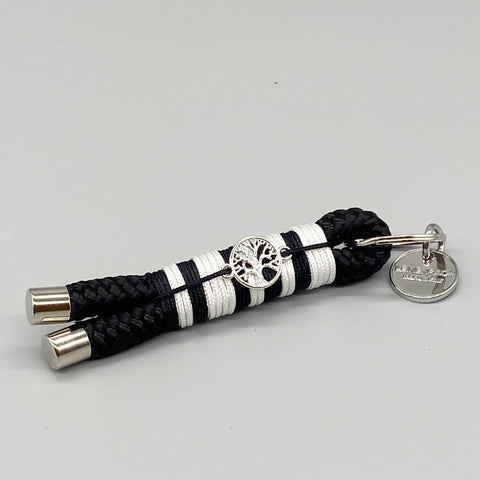 Schlüsselanhänger aus Tauseil schwarz mit weiß