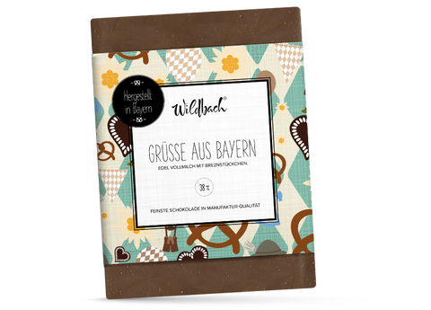 "Grüße aus Bayern" - Edelvollmilch-Schokolade von Wildbach