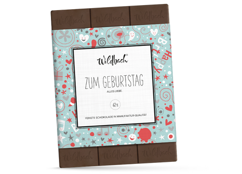 "Zum Geburtstag" - Zartbitter-Schokolade von Wildbach